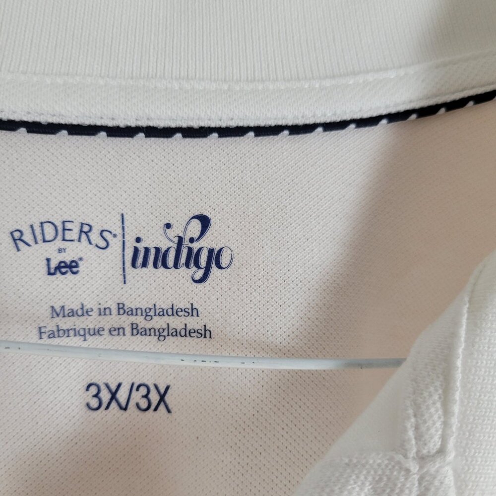 NEW Riders by Lee Indigo Polo Shirt White Womens 3X Comfort Athleisure NWT - Picture 10 of 11